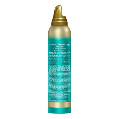 OGX Locking + Coconut Curls Creamy Mousse – Self-Care Curl Defining Ritual for Thick Curly Hair, 7.9 Ounce