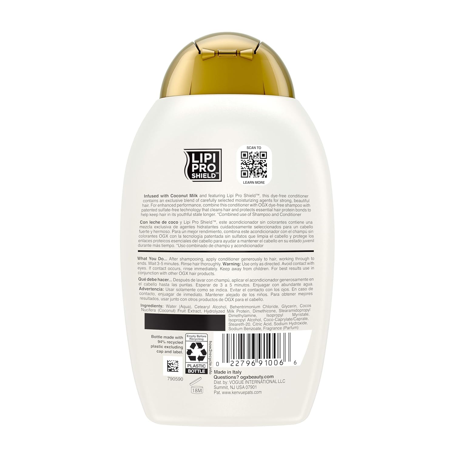 OGX Nourishing + Coconut Milk Conditioner – Clean Beauty Essential, Simple Hydrating Step for Uncluttered Vanities