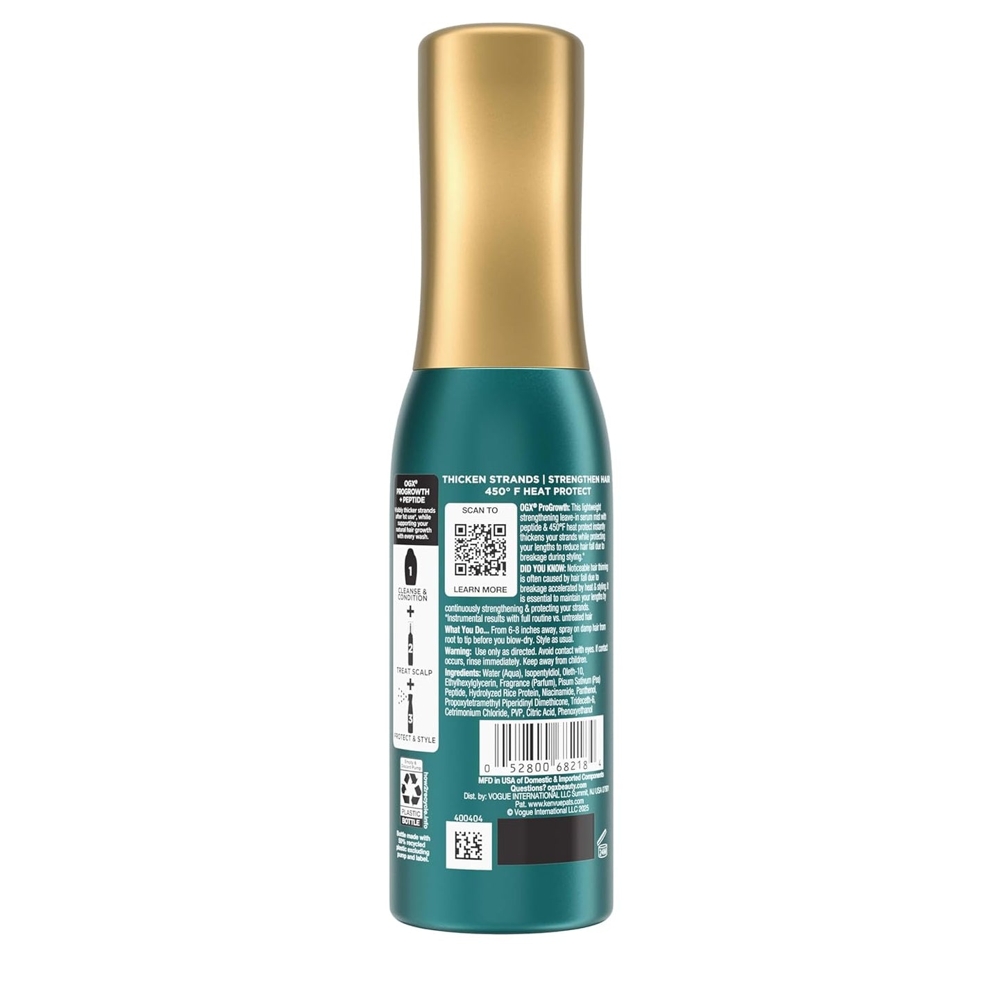 OGX ProGrowth + Peptide Serum Mist – Self-Care Hair Thickening Treatment for Fine, Thinning Hair, 6.5 fl oz