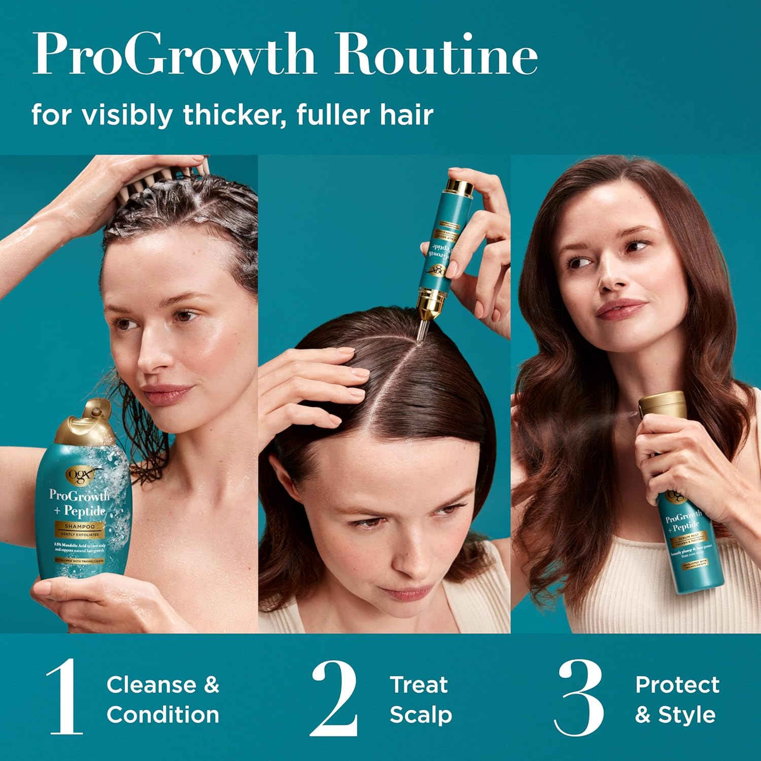 OGX ProGrowth + Peptide Serum Mist – Self-Care Hair Thickening Treatment for Fine, Thinning Hair, 6.5 fl oz