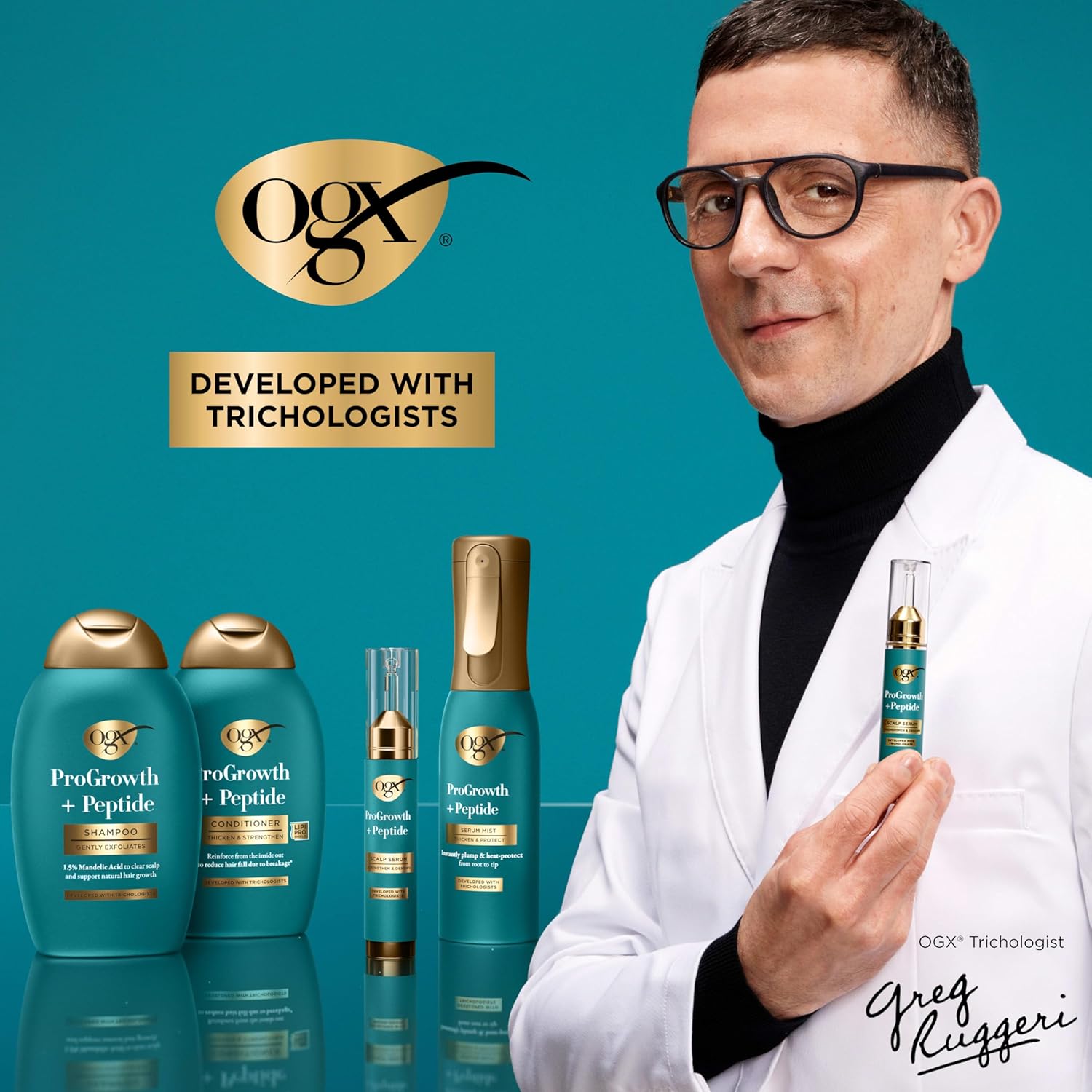 OGX ProGrowth + Peptide Serum Mist – Self-Care Hair Thickening Treatment for Fine, Thinning Hair, 6.5 fl oz