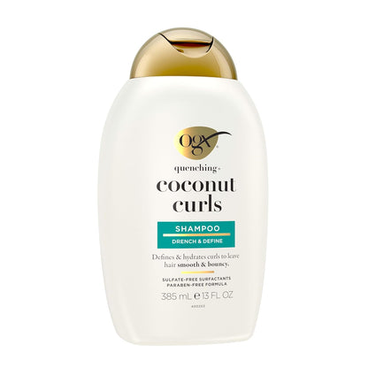 OGX Quenching + Coconut Curl-Defining Shampoo – Mindful Shower Ritual for Wavy and Curly Hair, 13 fl oz