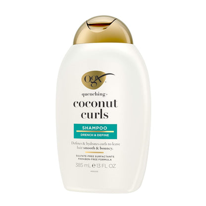 OGX Quenching + Coconut Curl-Defining Shampoo – Mindful Shower Ritual for Wavy and Curly Hair, 13 fl oz