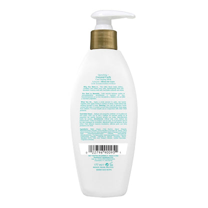 OGX Quenching Coconut Curls Styling Milk – Leave-In Frizz Treatment for Curly Hair Self-Care Night Routine, 6 fl oz