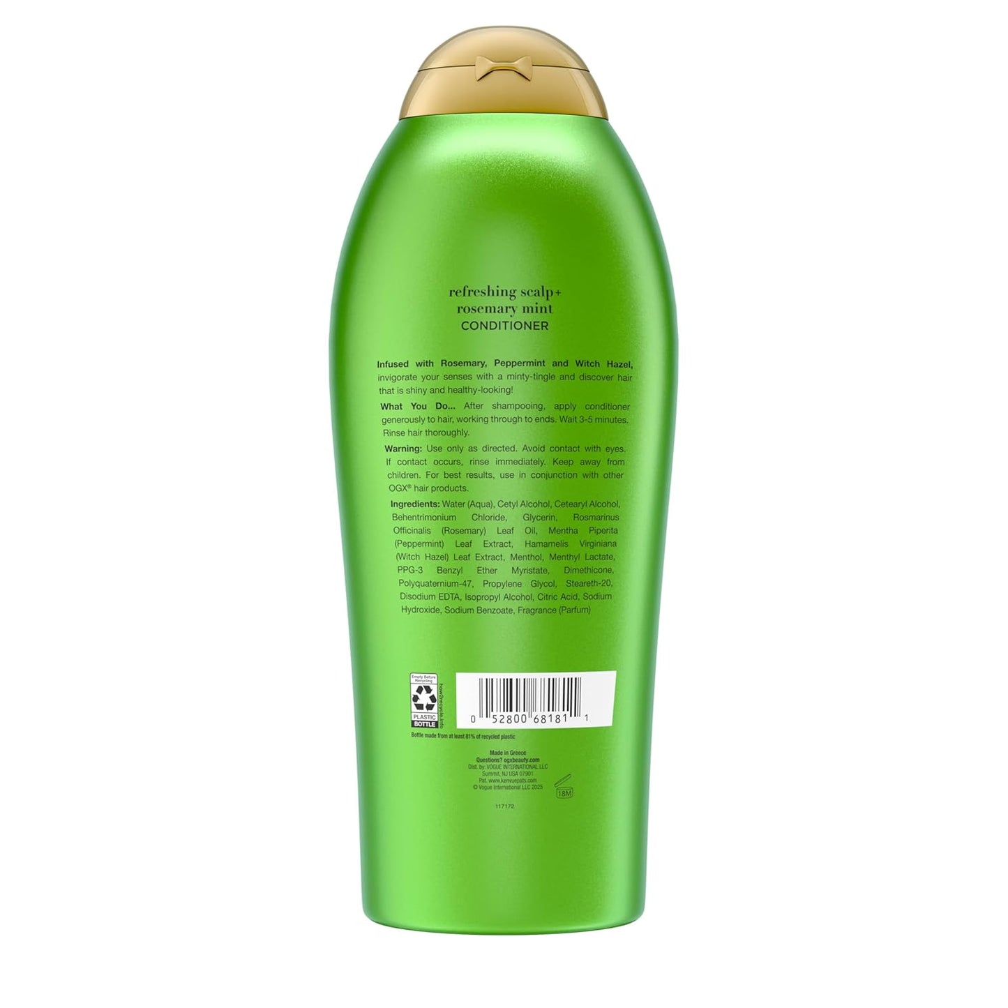 OGX Refreshing Scalp + Rosemary Mint Conditioner – Clean-Formula Hair Care for Ingredient-Conscious Shoppers, 25.4 fl oz