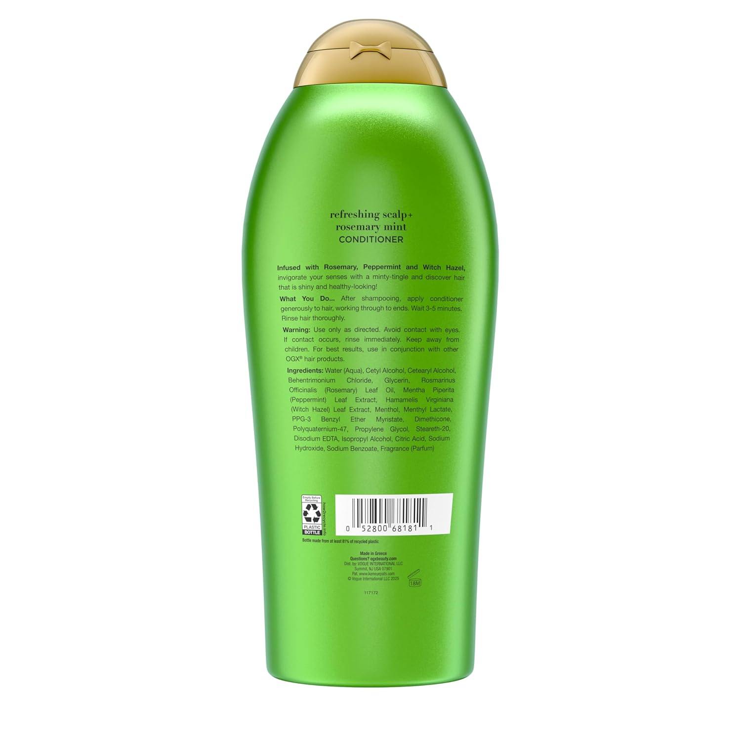 OGX Refreshing Scalp + Rosemary Mint Conditioner – Clean-Formula Hair Care for Ingredient-Conscious Shoppers, 25.4 fl oz