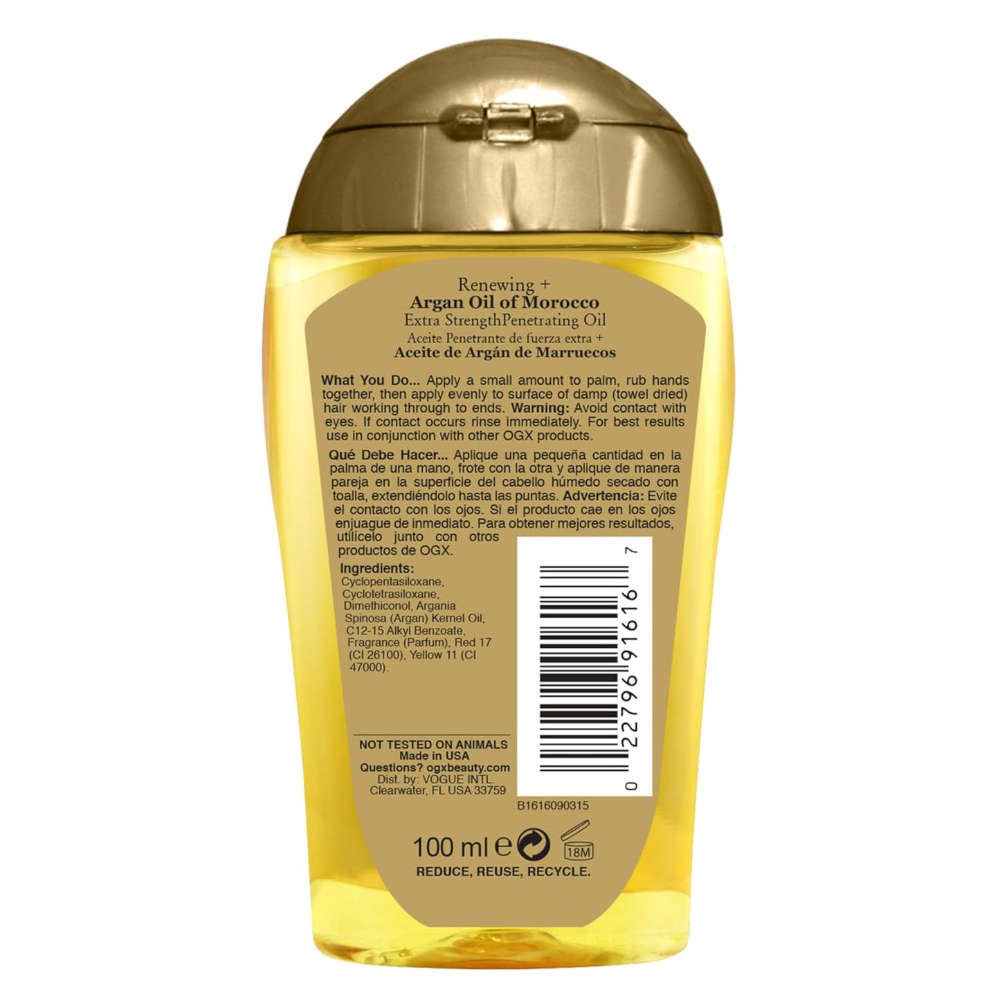 OGX Renewing Argan Oil of Morocco Hair Oil – Simple Daily Smoothing Serum for Frizz and Dryness, 3.3 Fl Oz