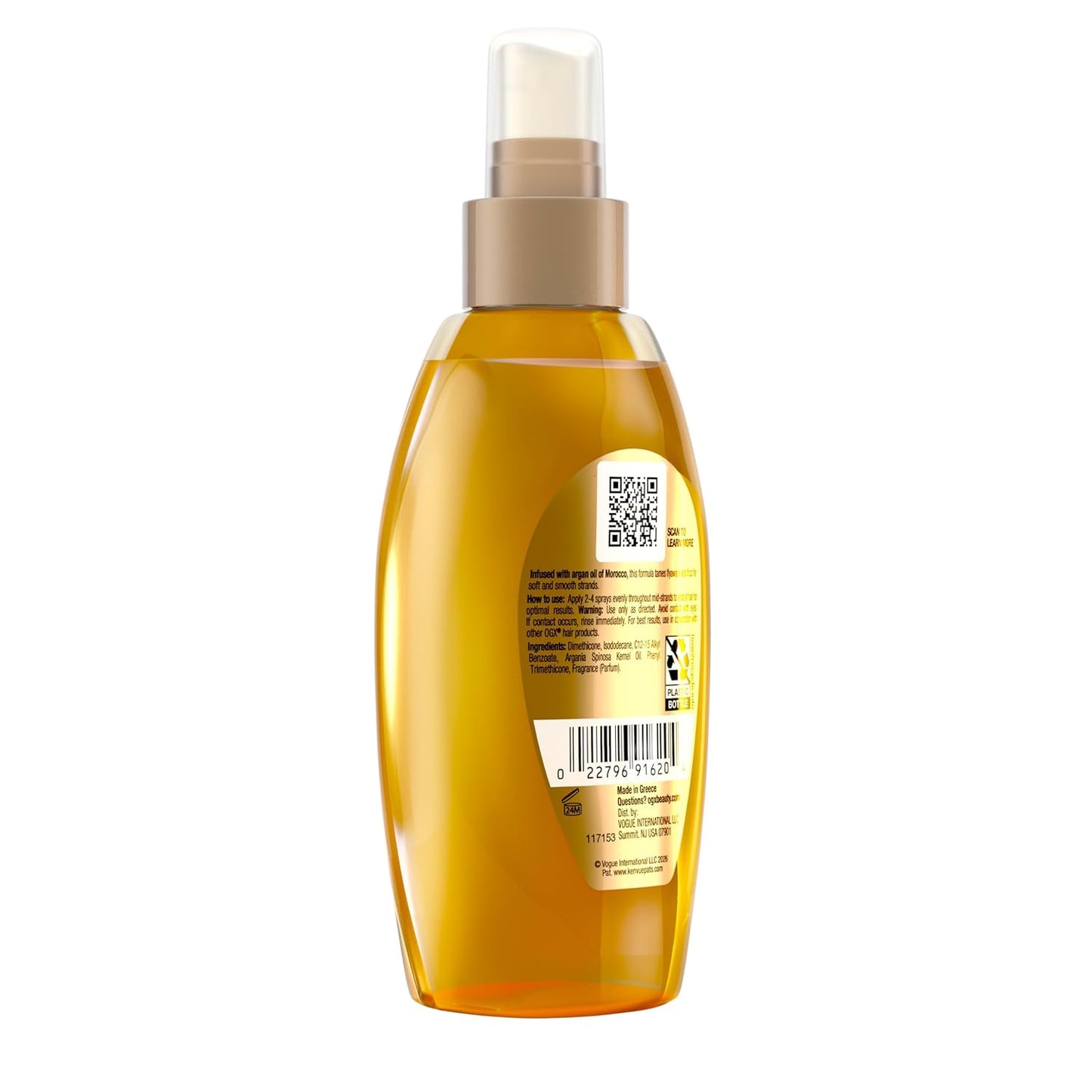 OGX Renewing Argan Oil of Morocco Weightless Healing Dry Oil Spray – Premium Salon-Quality Smoothing Treatment for Split Ends, 4 Fl Oz