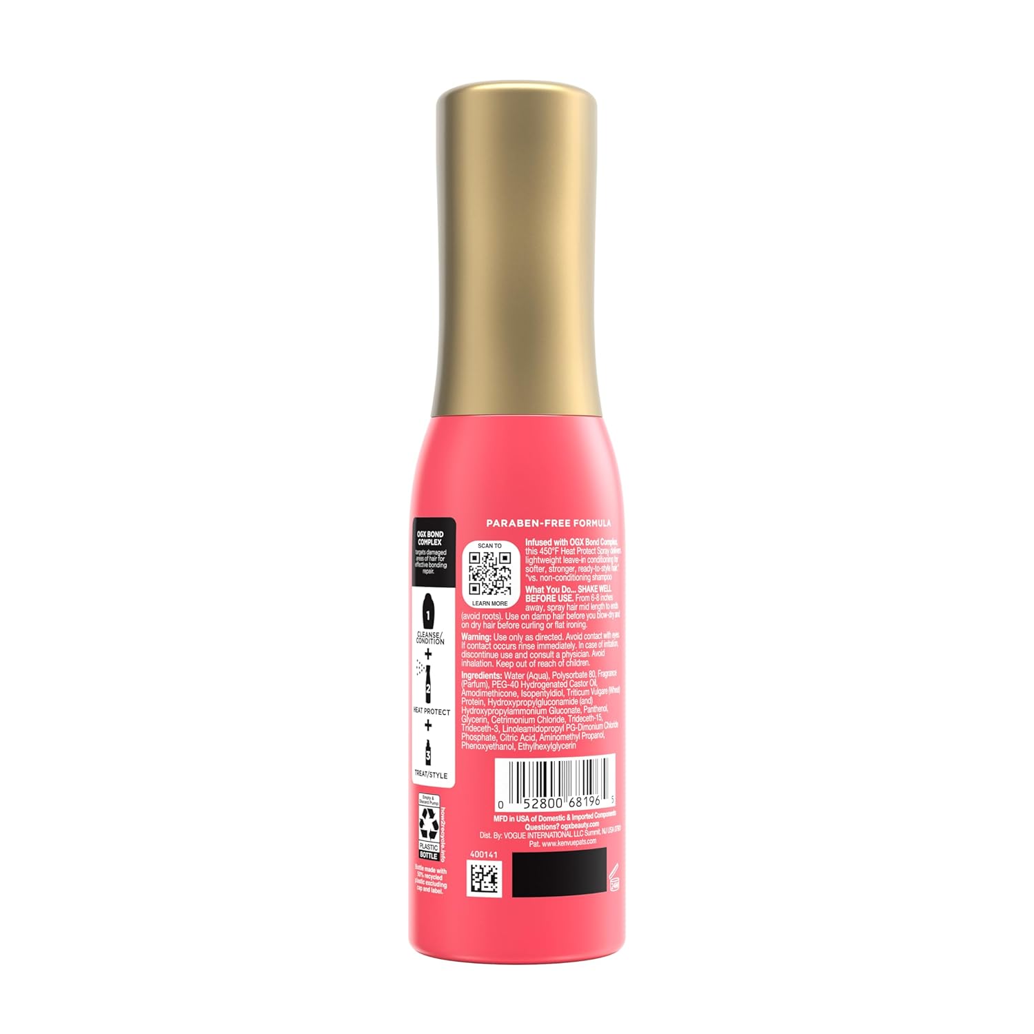 OGX Repair & Protect Heat Protect Spray – Bond Protein Repair Mist for Spa-Night Hair Ritual, 6.5 fl oz