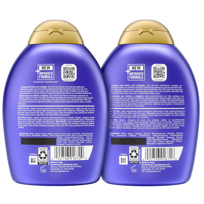OGX Thick & Full + Biotin and Collagen – Premium Volumizing Hair Care Set, Bergamot Jasmine Vanilla Fragrance, Sulfate-Free 25.4 fl oz 2 Pack