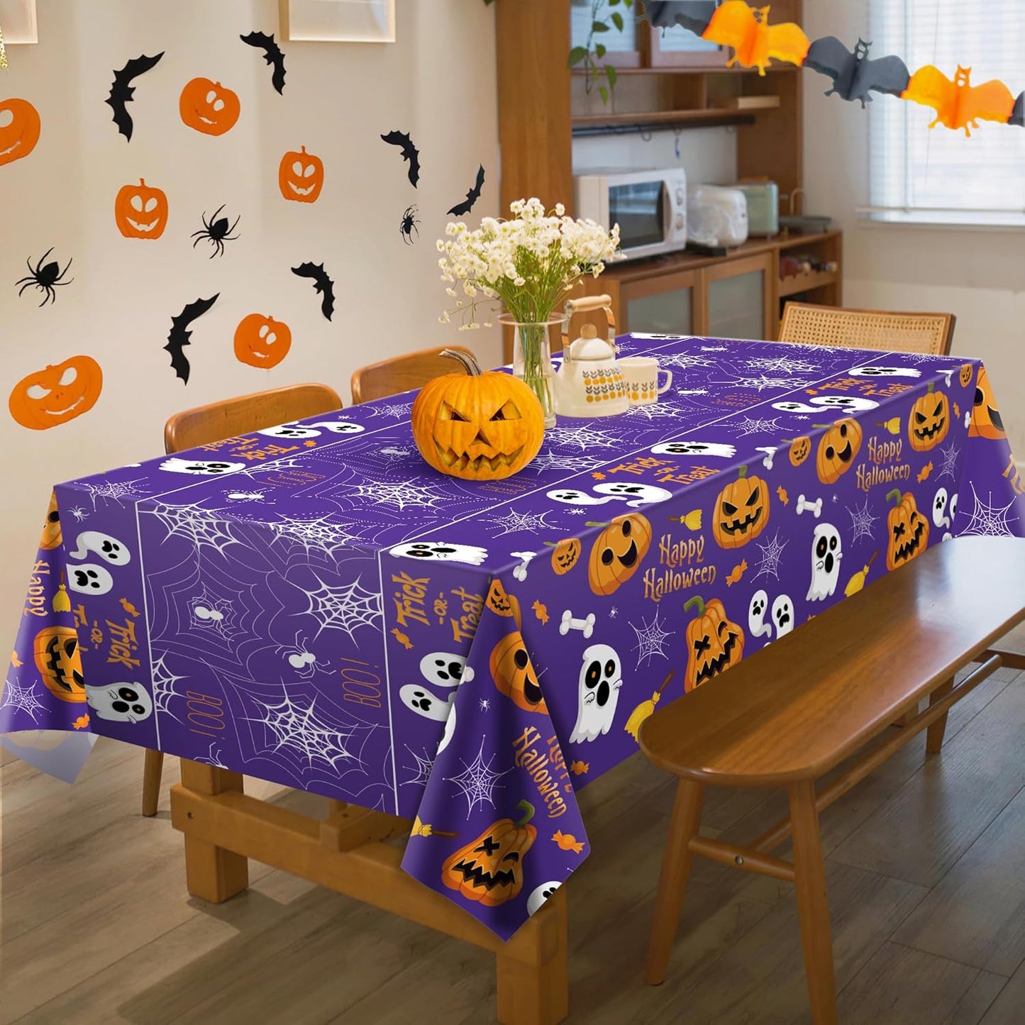 OHOME Halloween Decorations - Halloween Party Hostess Gift Set of 2 Disposable Tablecloths for Friend Hosting a Halloween Bash