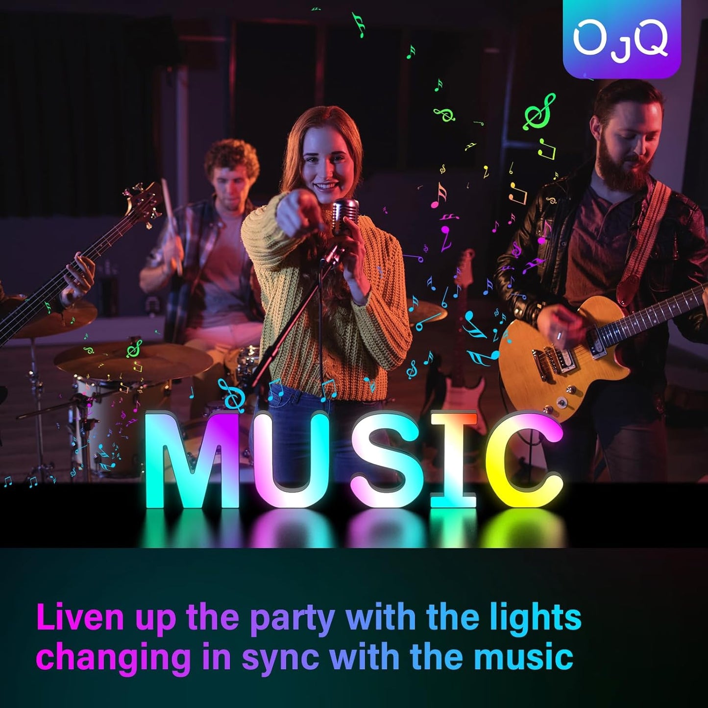 OJQ Light Up Letters LED Marquee – Personalized Birthday Gift for Her, Music Sync Room Decor