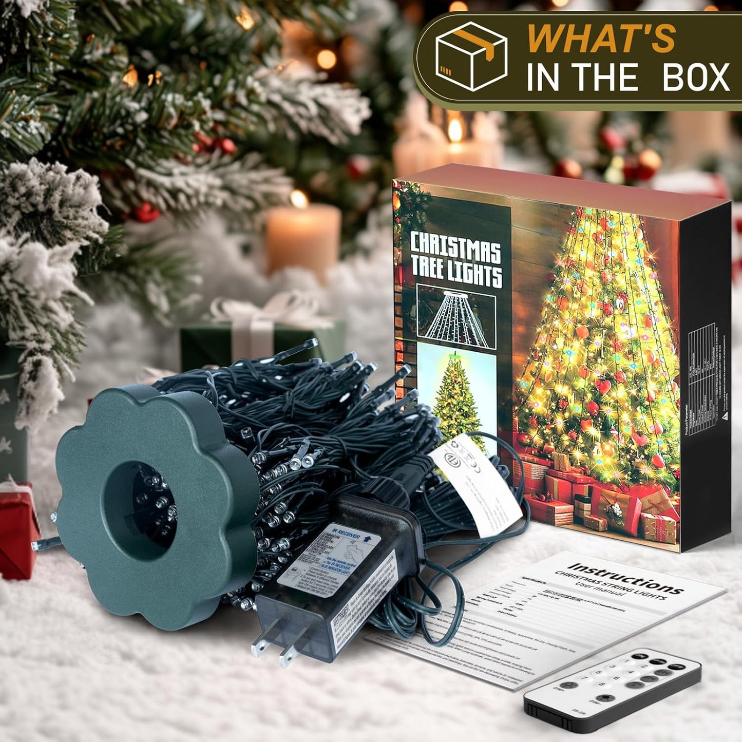 Olaney Christmas Tree Lights – 400 LED Cascading Fairy Lights for Cozy Living Room Aesthetic, Warm White Ambient Decor