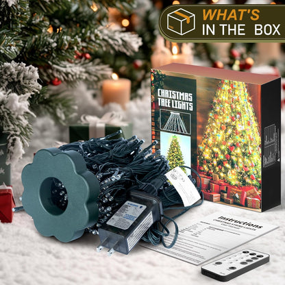 Olaney Christmas Tree Lights – 400 LED Cascading Fairy Lights for Cozy Living Room Aesthetic, Warm White Ambient Decor