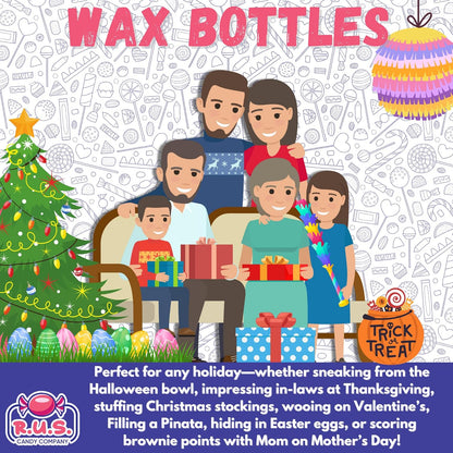 Old-Fashioned Wax Drink Candy – Half Pound Holiday Stocking Stuffer and Decade-Themed Party Gift