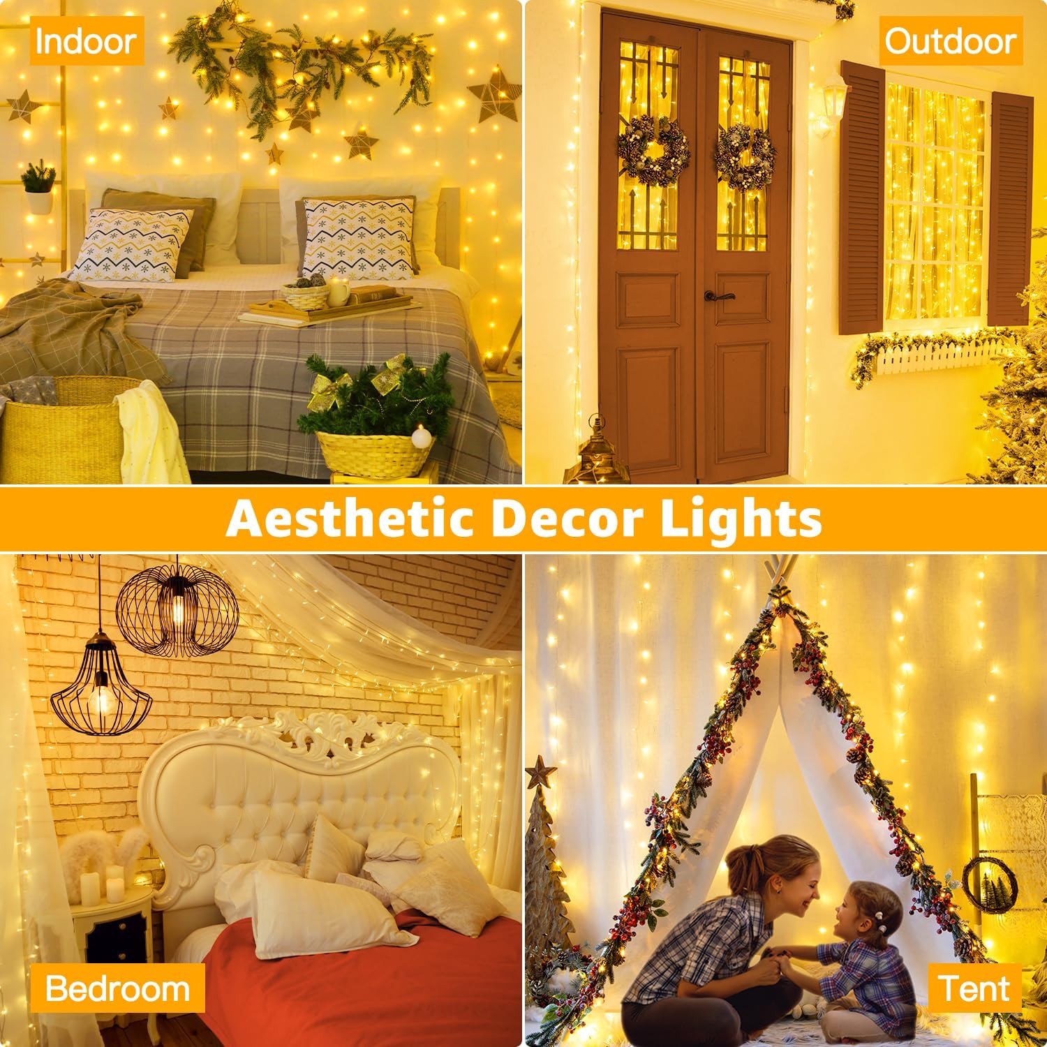 Ollny 120LED String Lights – Thoughtful Birthday Gift for Her, Warm White Bedroom Decor for Women and Moms