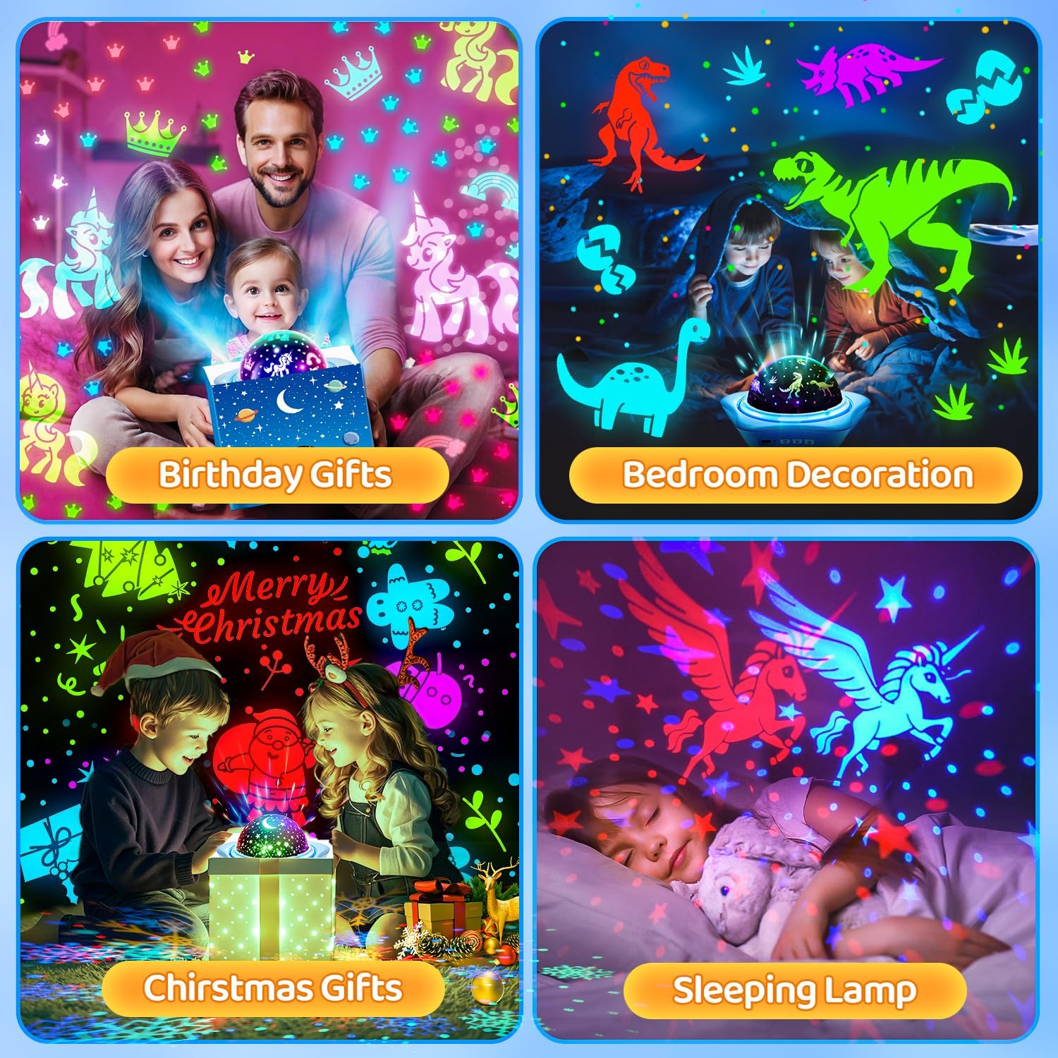 One Fire Kids Gift Night Light Projector – 6 Films and 78 Modes, Rechargeable Star Ceiling Light for Birthday and Christmas Gift Giving
