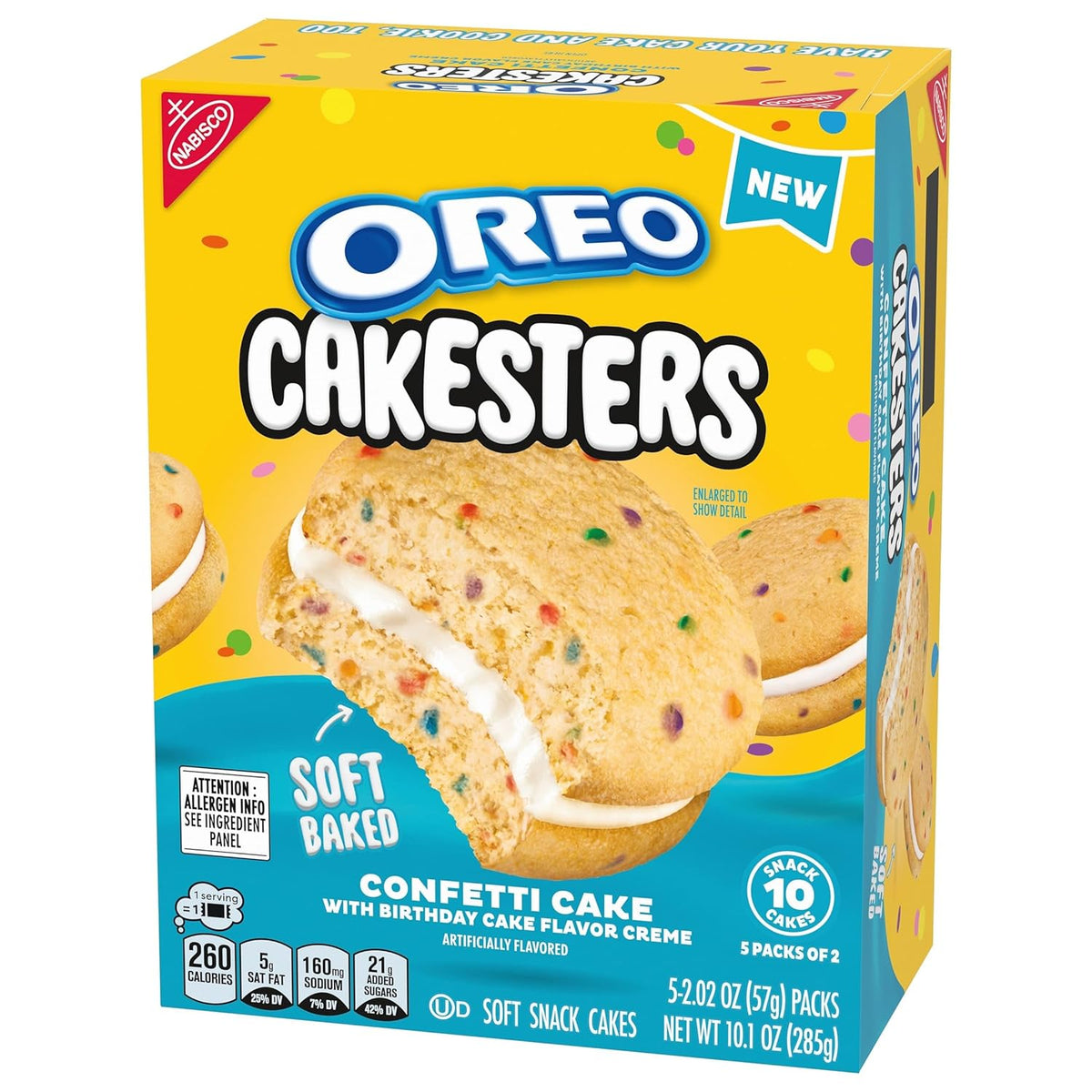 OREO Cakesters Confetti Cake Soft Snack Cakes – Office Desk Drawer Snack for Coworkers, 5 Individually Wrapped Packs