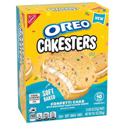 OREO Cakesters Confetti Cake Soft Snack Cakes – Office Desk Drawer Snack for Coworkers, 5 Individually Wrapped Packs