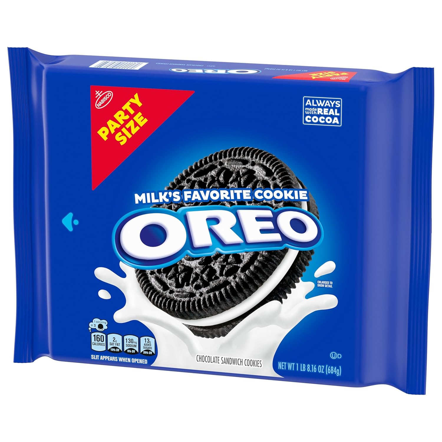 OREO Chocolate Sandwich Cookies, Party Size 24.16 oz – Office Breakroom Shareable Snack for Work Meetings