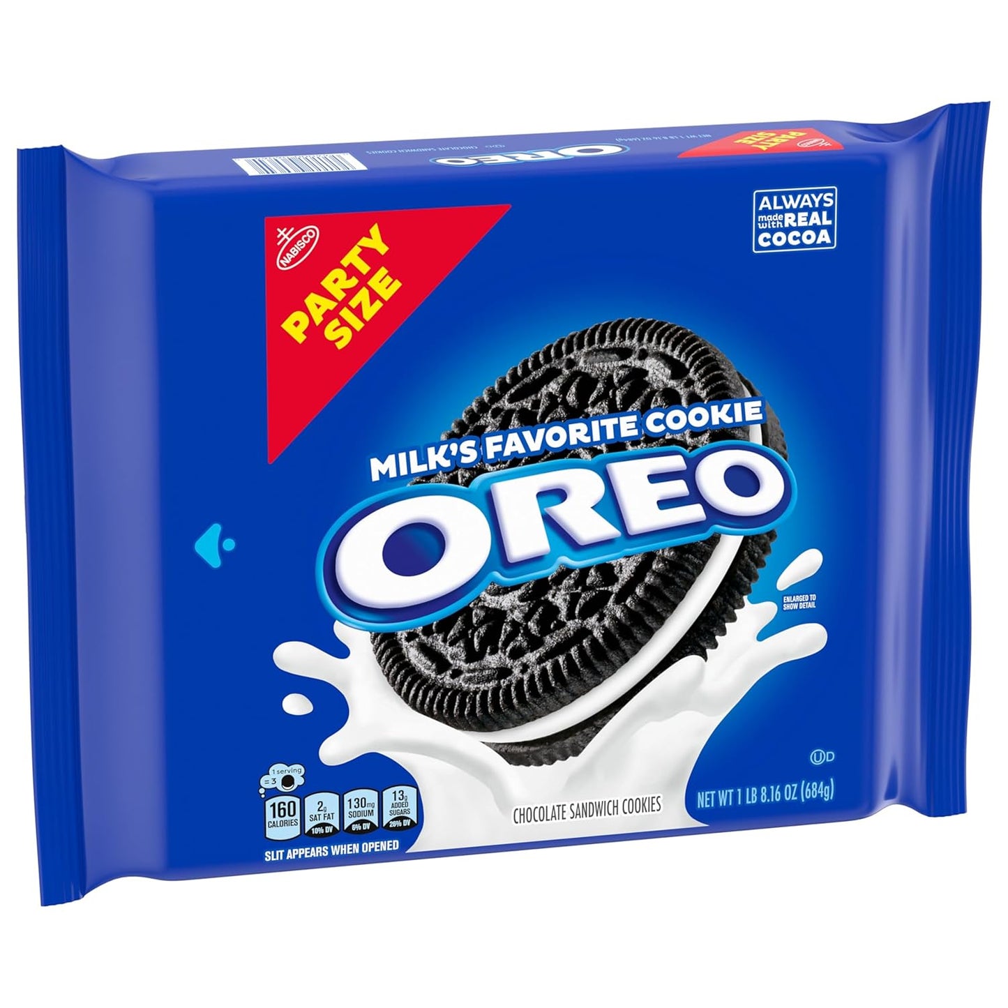 OREO Chocolate Sandwich Cookies, Party Size 24.16 oz – Office Breakroom Shareable Snack for Work Meetings