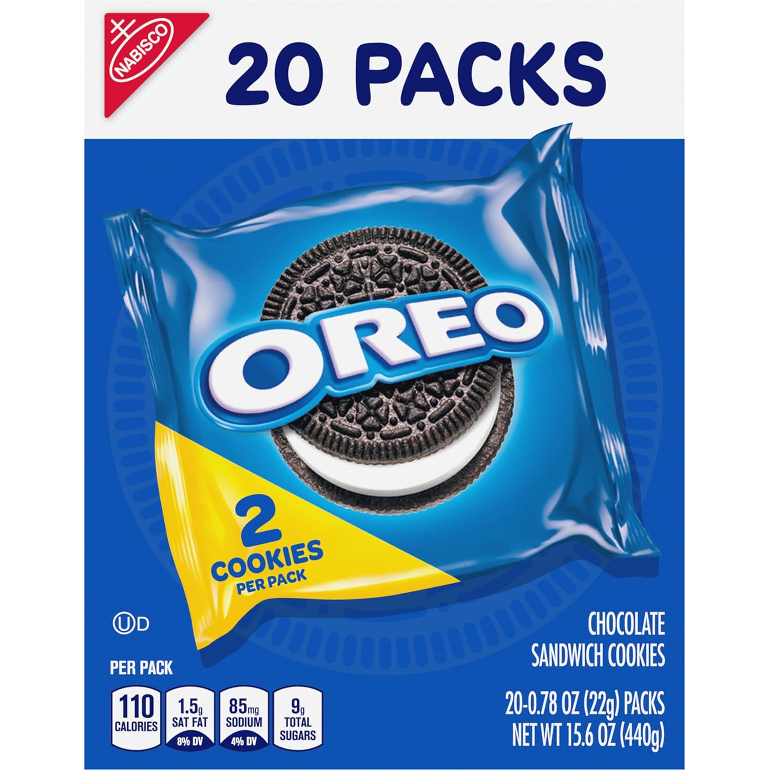 OREO Chocolate Sandwich Cookies Snack Packs – Halloween Party Favors & Trick-or-Treat Goody Bags, 20 Individually Wrapped Packs