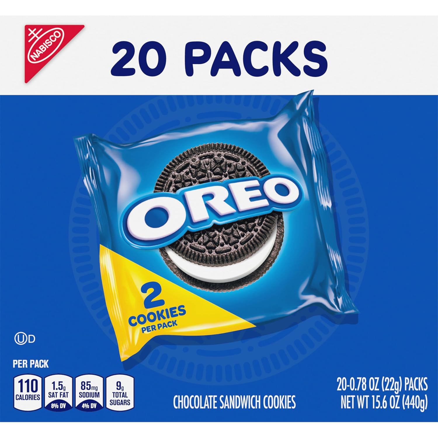 OREO Chocolate Sandwich Cookies Snack Packs – Halloween Party Favors & Trick-or-Treat Goody Bags, 20 Individually Wrapped Packs