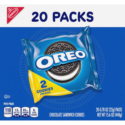 OREO Chocolate Sandwich Cookies Snack Packs – Halloween Party Favors & Trick-or-Treat Goody Bags, 20 Individually Wrapped Packs