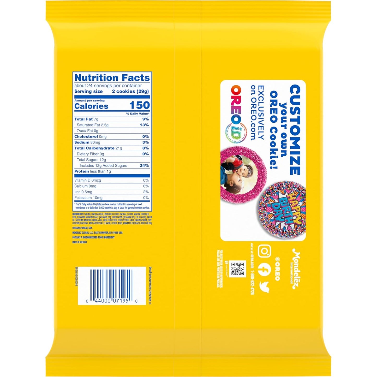 OREO Lemon Creme Cookies Party Size – Citrus Dessert Gift for Mom, 24.95 oz Resealable Pouch