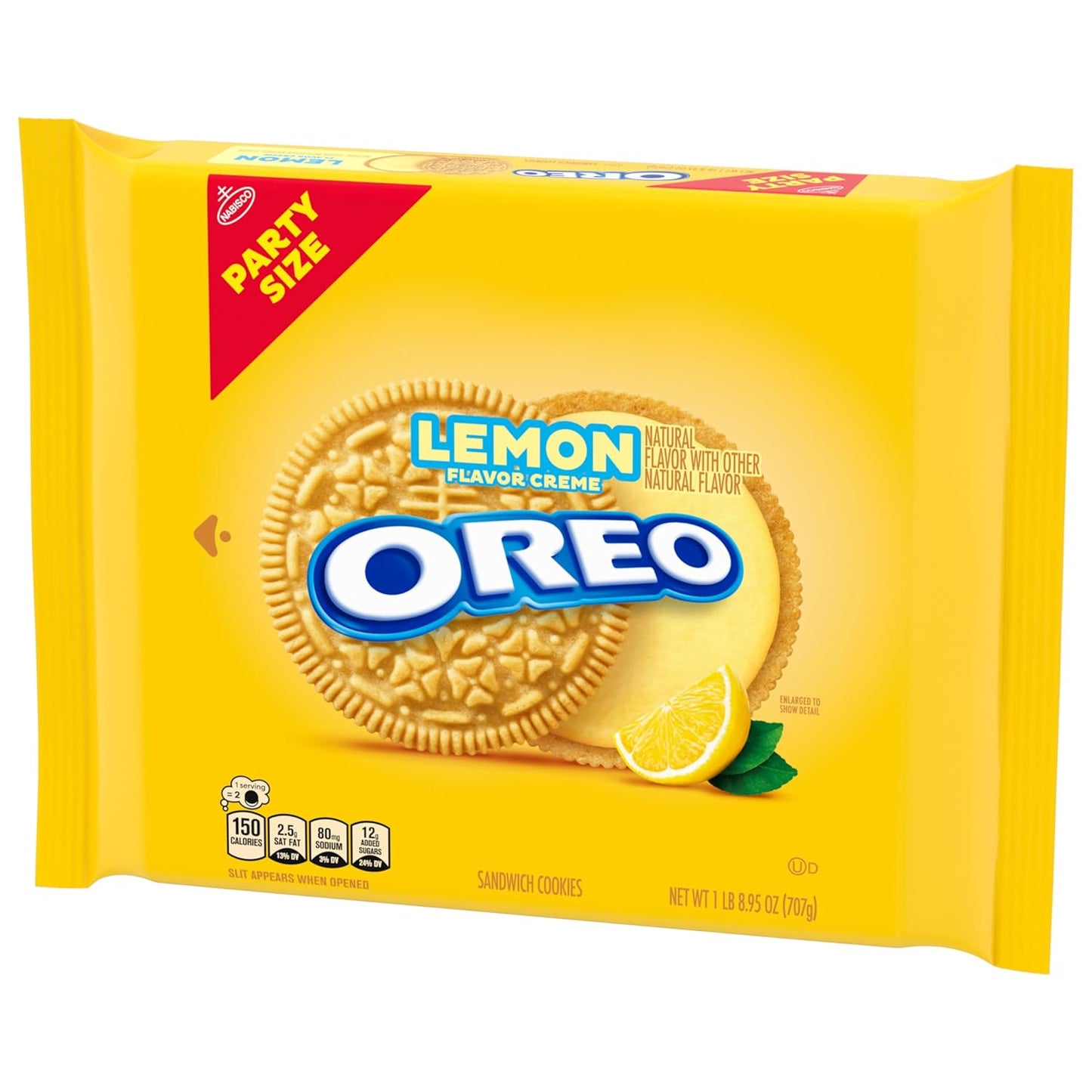 OREO Lemon Creme Cookies Party Size – Citrus Dessert Gift for Mom, 24.95 oz Resealable Pouch