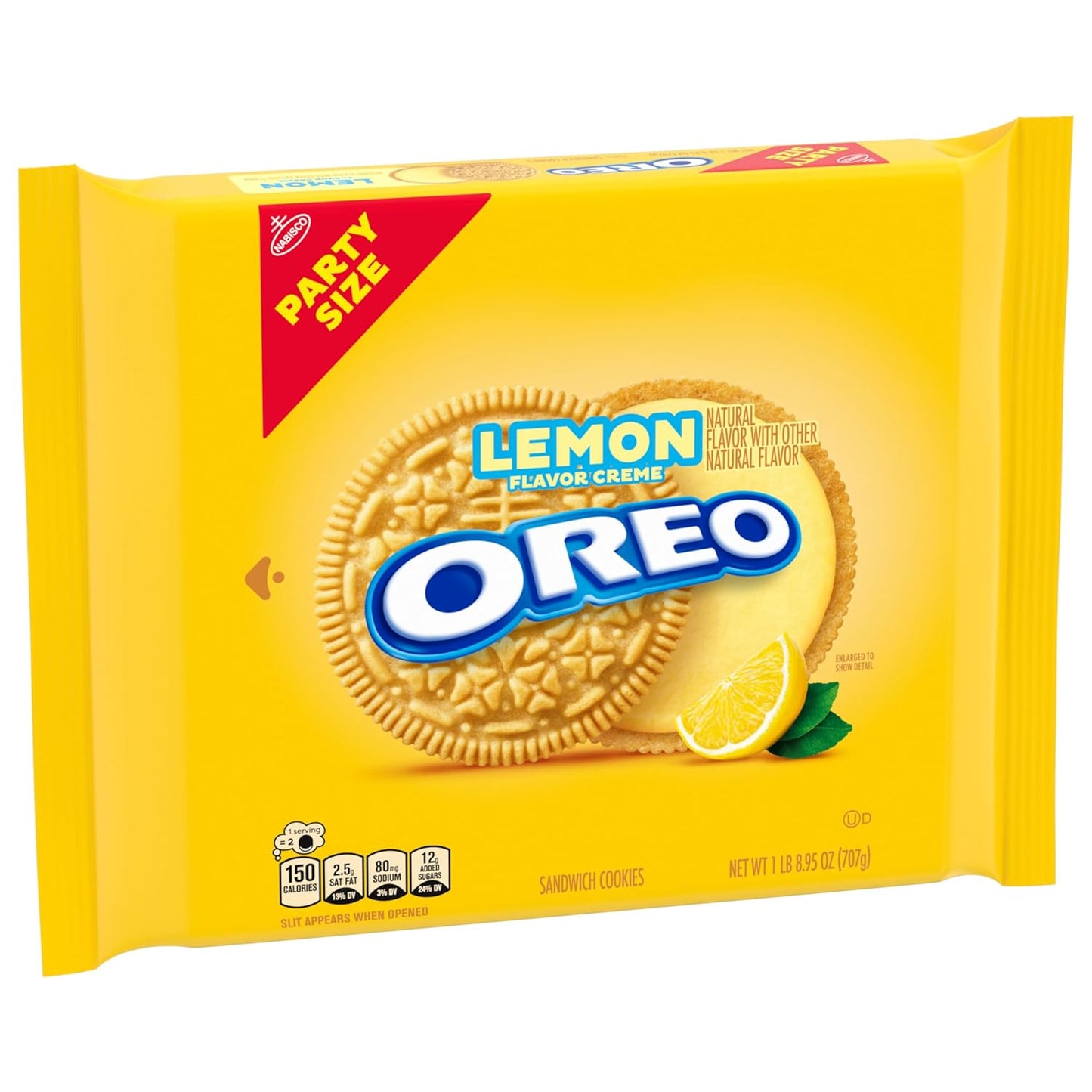 OREO Lemon Creme Cookies Party Size – Citrus Dessert Gift for Mom, 24.95 oz Resealable Pouch