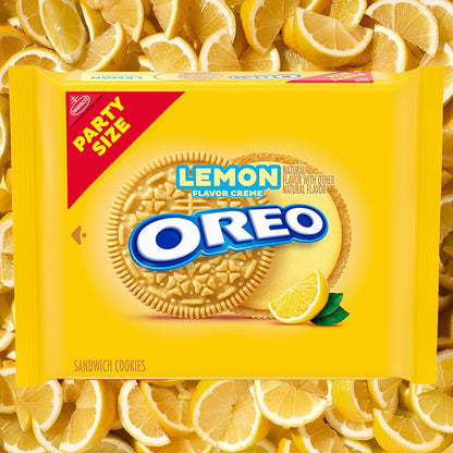 OREO Lemon Creme Cookies Party Size – Citrus Dessert Gift for Mom, 24.95 oz Resealable Pouch