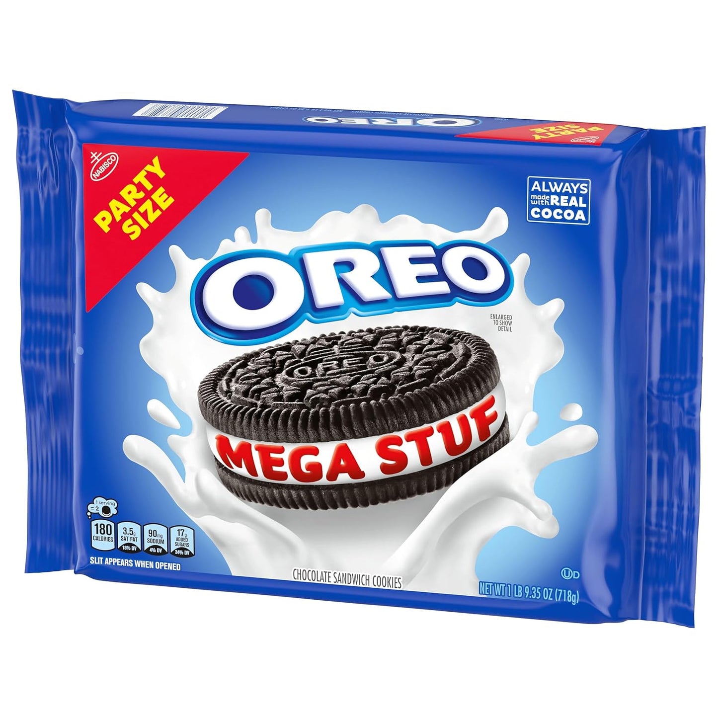 OREO Mega Stuf Chocolate Sandwich Cookies, Party Size 25.35 oz – Birthday Gift Box for Cookie Lovers