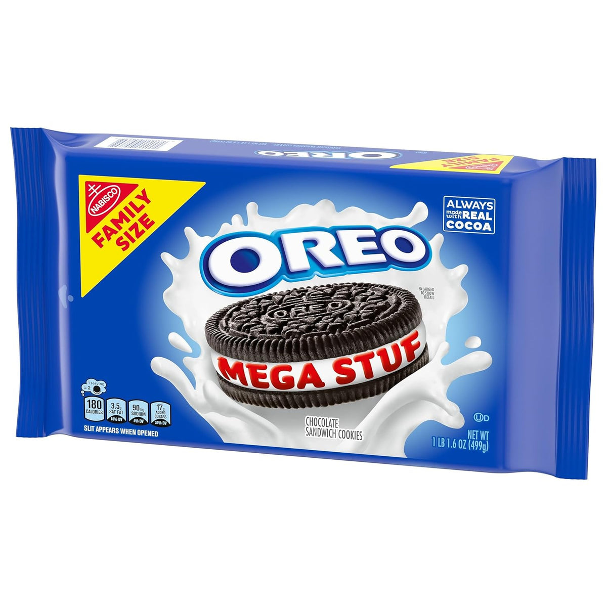 OREO Mega Stuf Cookies – Desk Drawer Pick-Me-Up and Shared Workplace Treat, Resealable 17.6 oz Pack