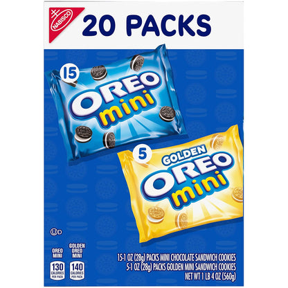 OREO Mini Mix Sandwich Cookies Variety Pack 20 Pack Care Package for College Students, Snack Gift Box