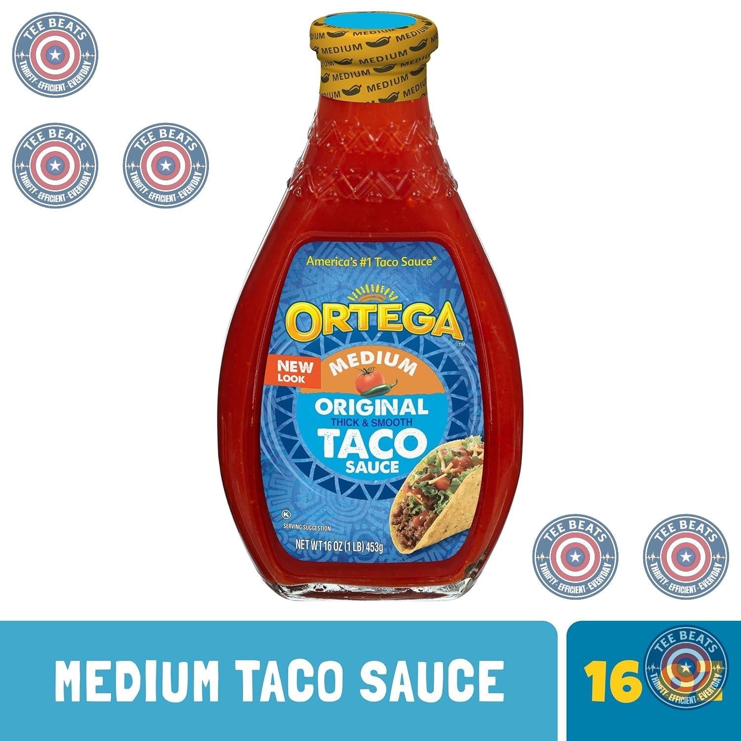 Ortega Taco Sauce Hot – Backyard BBQ Taco & Burger Topping, Salt-Free 16 oz
