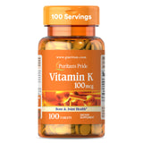 Puritan's Pride Vitamin K Supplement – Dependable 100mcg Dosage for Worry-Free Long-Term Use