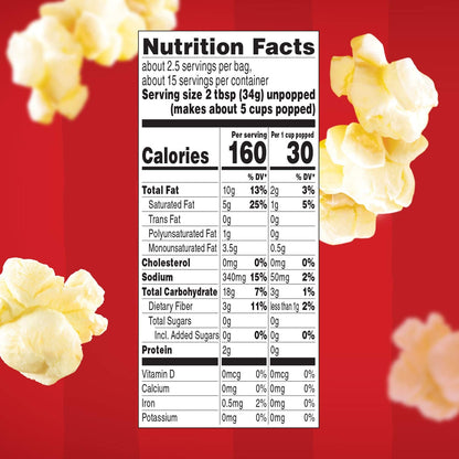 Orville Redenbacher's Movie Theater Butter Popcorn – After-School Snack for Kids and Family Game Nights, Microwave Popcorn 6-Pack