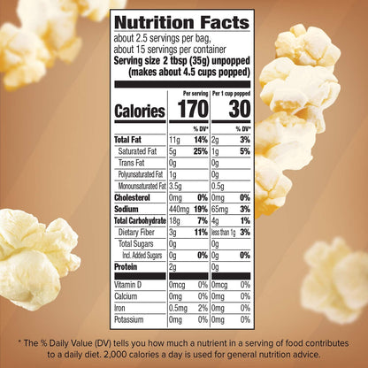 Orville Redenbacher's Naturals Simply Salted Microwave Popcorn – Playdate and After-School Snack for Playroom Sharing, 6-Count Box