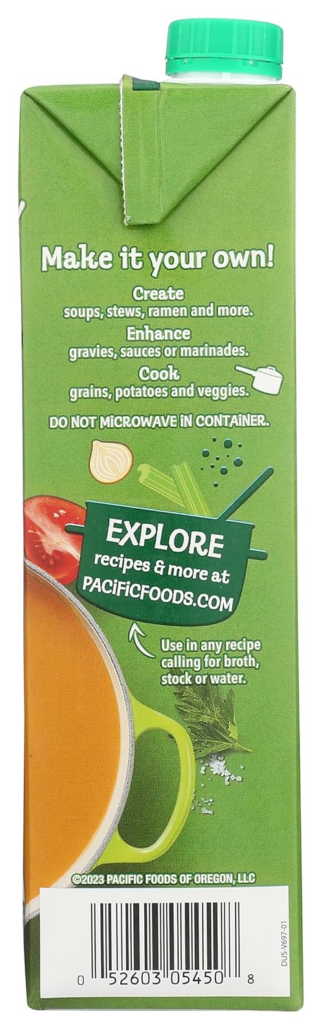Pacific Foods Organic Low Sodium Vegetable Broth – Clean-Label Cooking Base for Wellness-Focused Kitchens