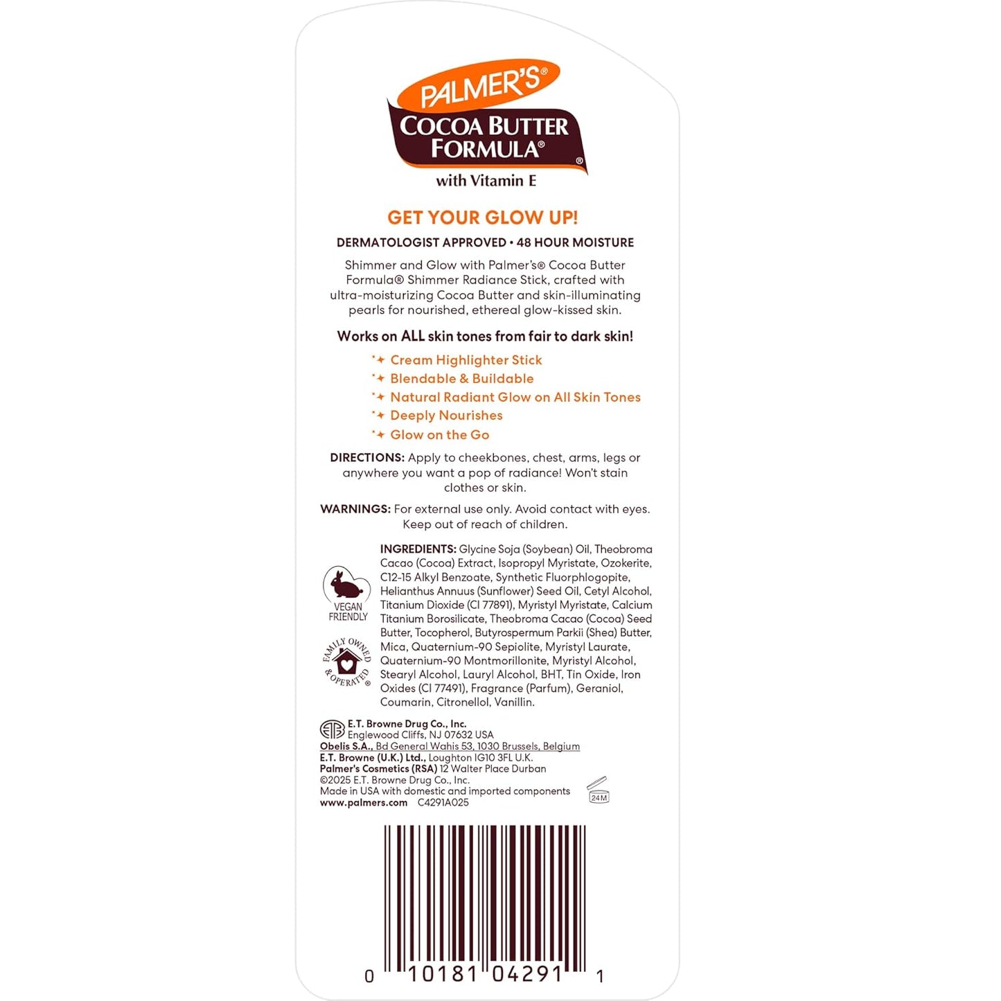 Palmer's Cocoa Butter Formula Shimmer Stick – Premium Bridal Beauty Indulgence, 48-Hour Radiance