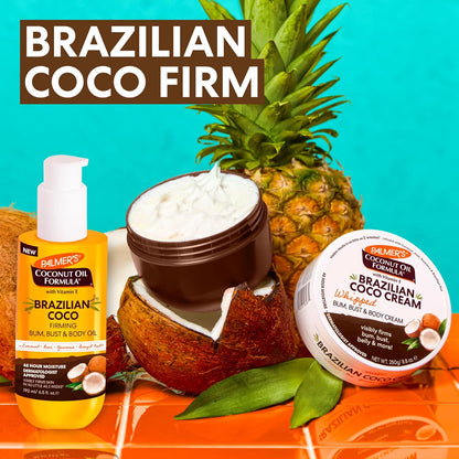 Palmer's Coconut Oil Formula Brazilian Coco Firming Body Oil – Summer Body Polish Oil for Poolside & Patio Confidence, Quick-Absorbing