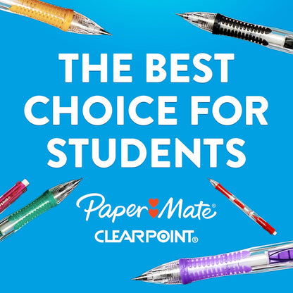 Paper Mate Clearpoint Mechanical Pencils 0.7mm HB #2 Minimalist Desk Essential, Clean Black Barrel for Uncluttered Workstations, 4 Count