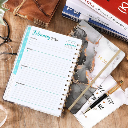 PAPERIAN 2024 Planner – Black Hardcover Weekly Planner for Clean Desk Aesthetic, A5