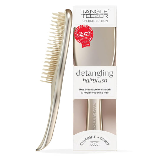patented two-tiered teeth (long teeth detangle knots, short teeth smooth cuticle)