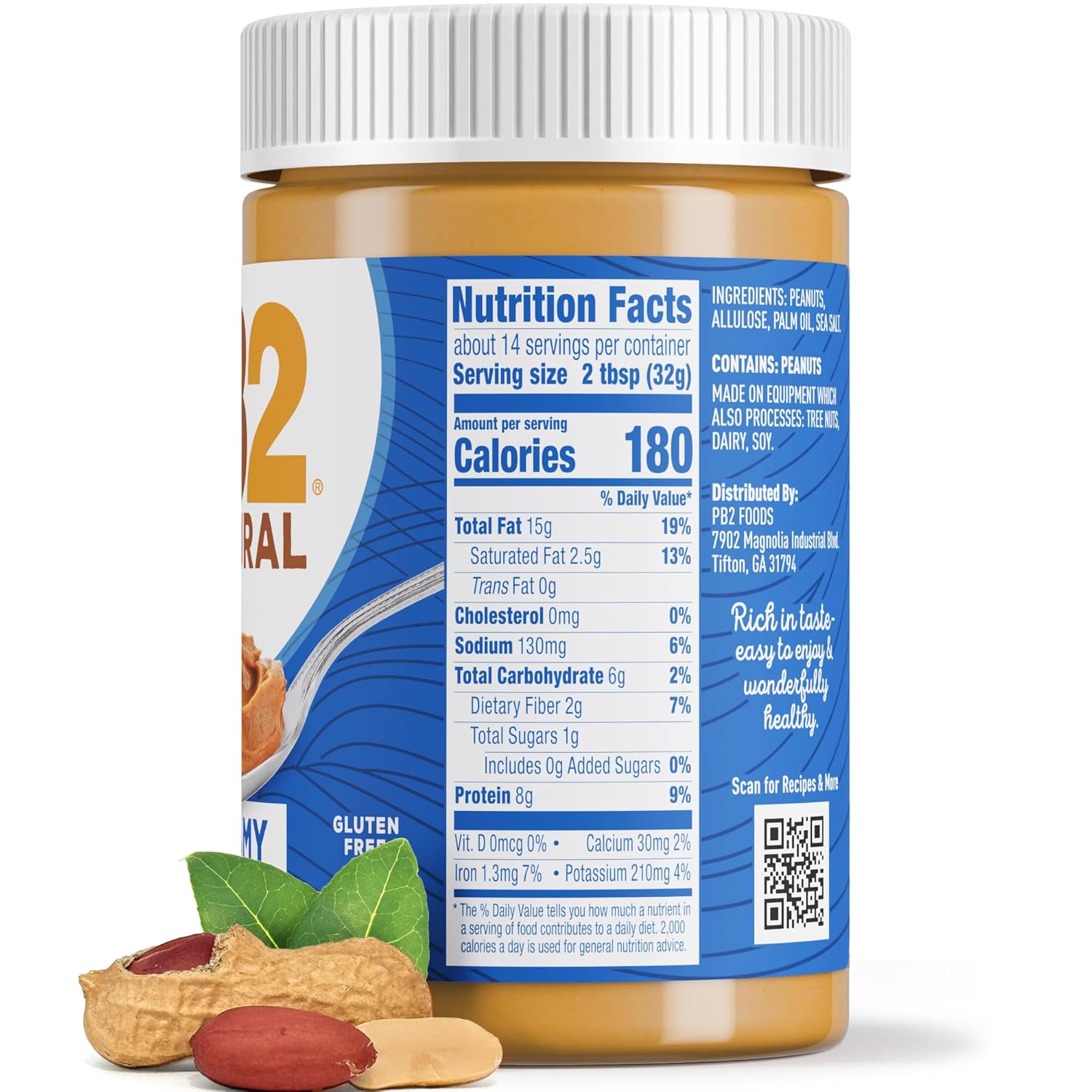 PB2 Natural Creamy Peanut Butter – Four-Ingredient Pantry Staple for Intentional Kitchens, No Added Sugar
