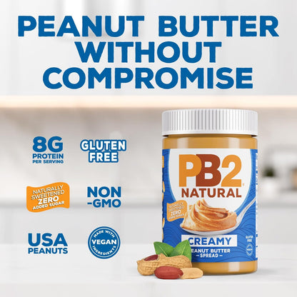 PB2 Natural Creamy Peanut Butter – Four-Ingredient Pantry Staple for Intentional Kitchens, No Added Sugar