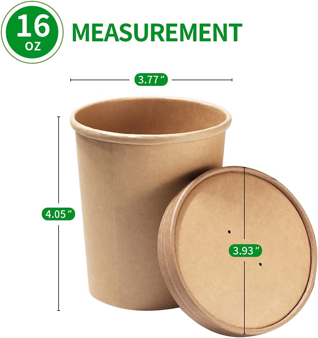 pe-coated natural kraft paper interior that is water- and oil-proof to prevent leaking