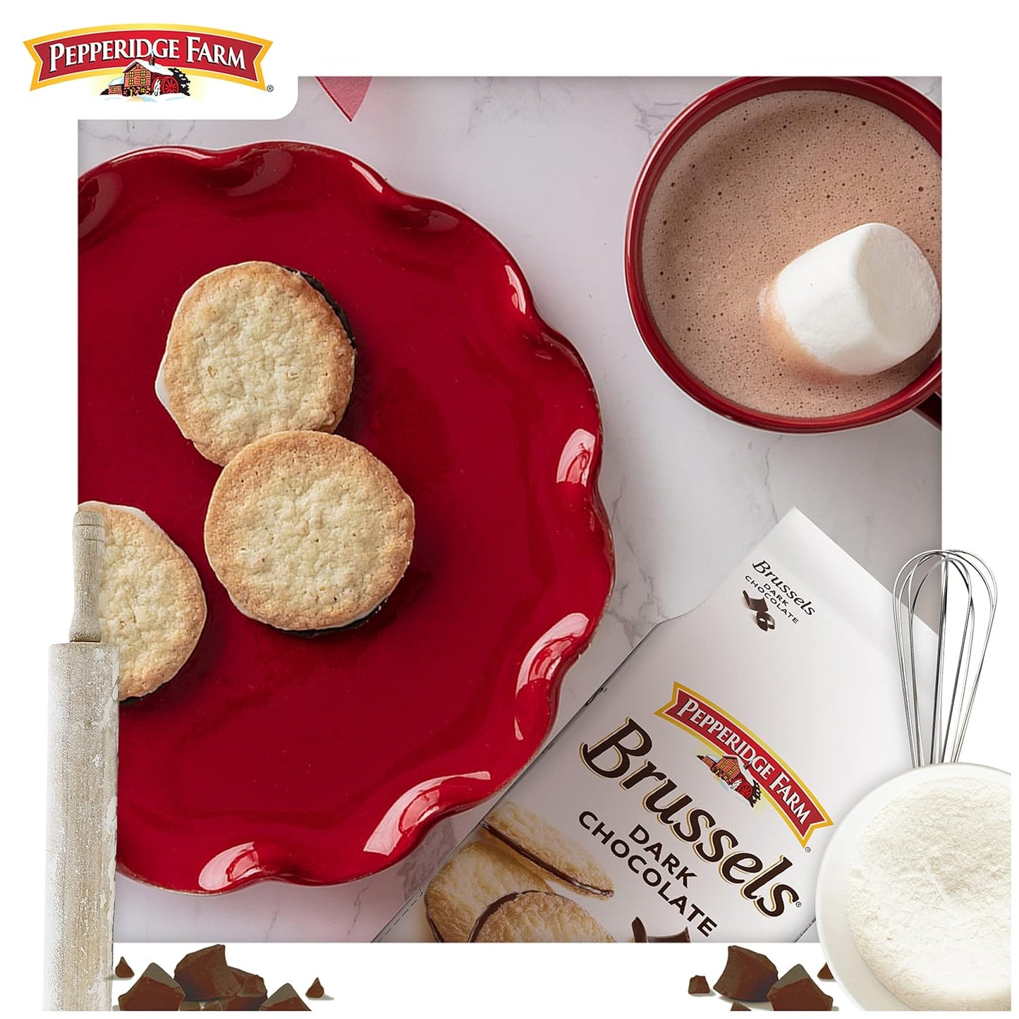 Pepperidge Farm Brussels Dark Chocolate Cookies – Heart-Smart Dark Chocolate Treat for the Mindful Evening Routine, Calming Wind-Down Bite