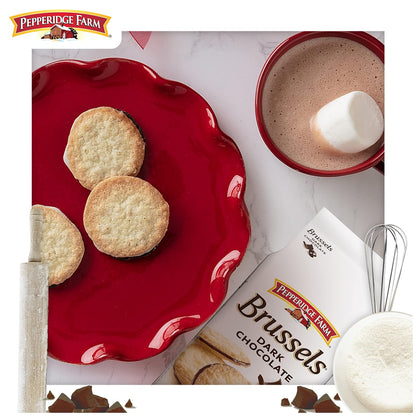 Pepperidge Farm Brussels Dark Chocolate Cookies – Heart-Smart Dark Chocolate Treat for the Mindful Evening Routine, Calming Wind-Down Bite